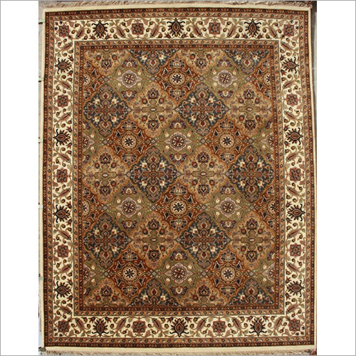 Washable 10x10 Inch Brown Gold Handicraft Carpet