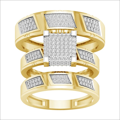 10k White Gold 1.50 Tcw Diamond Square Trio Wedding Ring Set