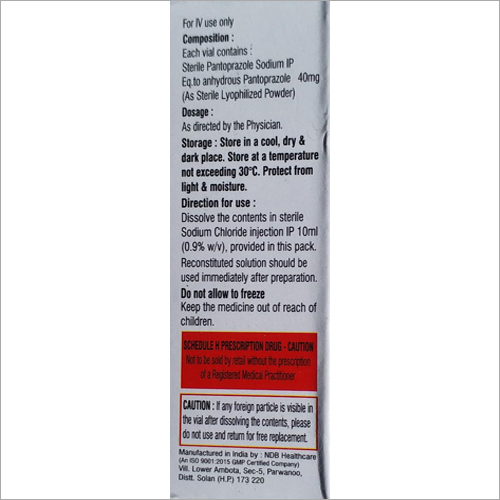 Pantoprazole For Injection Bp - Drug Type: General Medicines