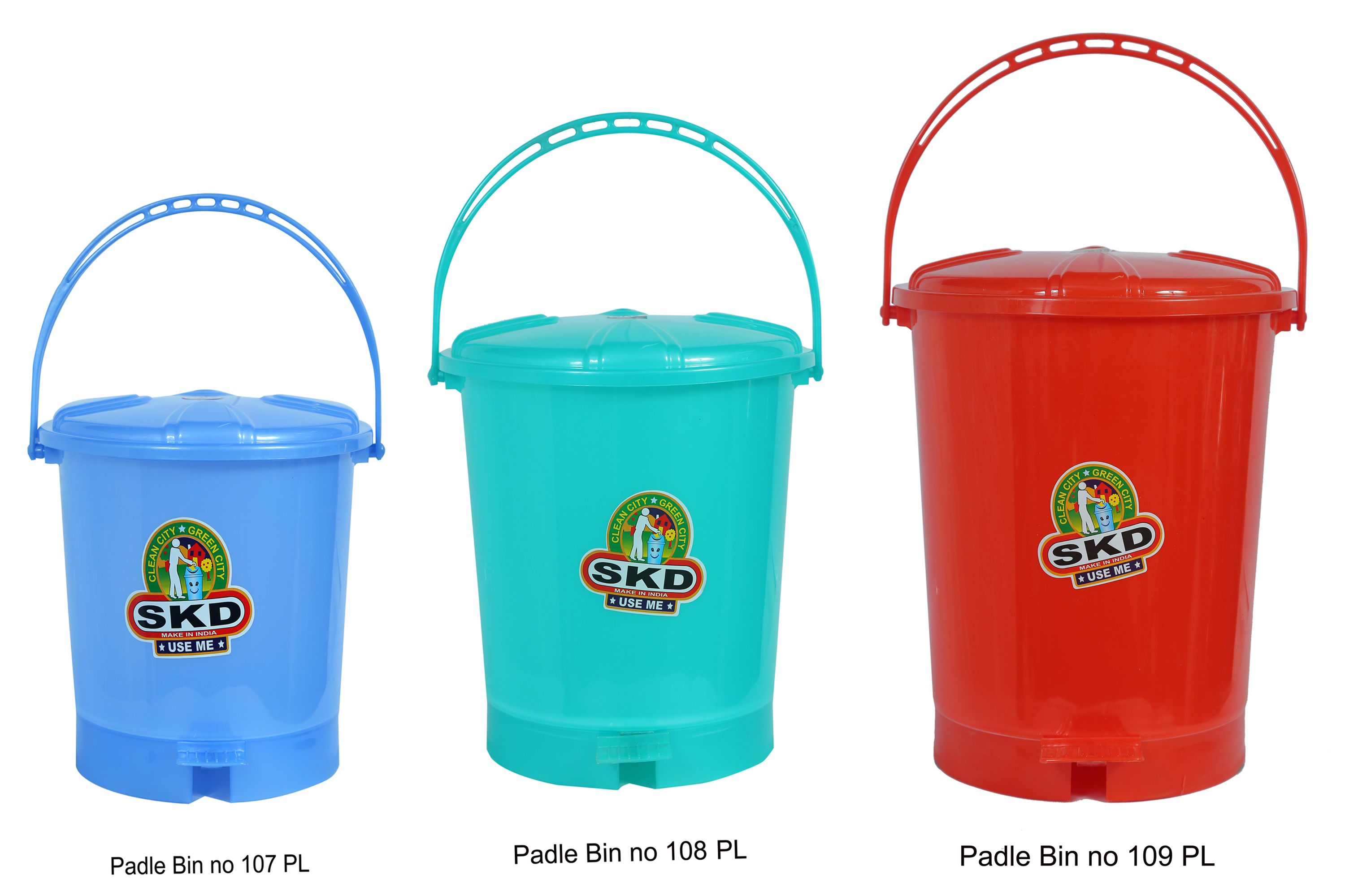 Plastic Pedal Dustbin - Pp & Hdpe Material, Household Sizes 107, 108 & 109, Available In Green, Blue, Yellow, Red & Black | Durable, Easy Maintenance, Multi-functional Design