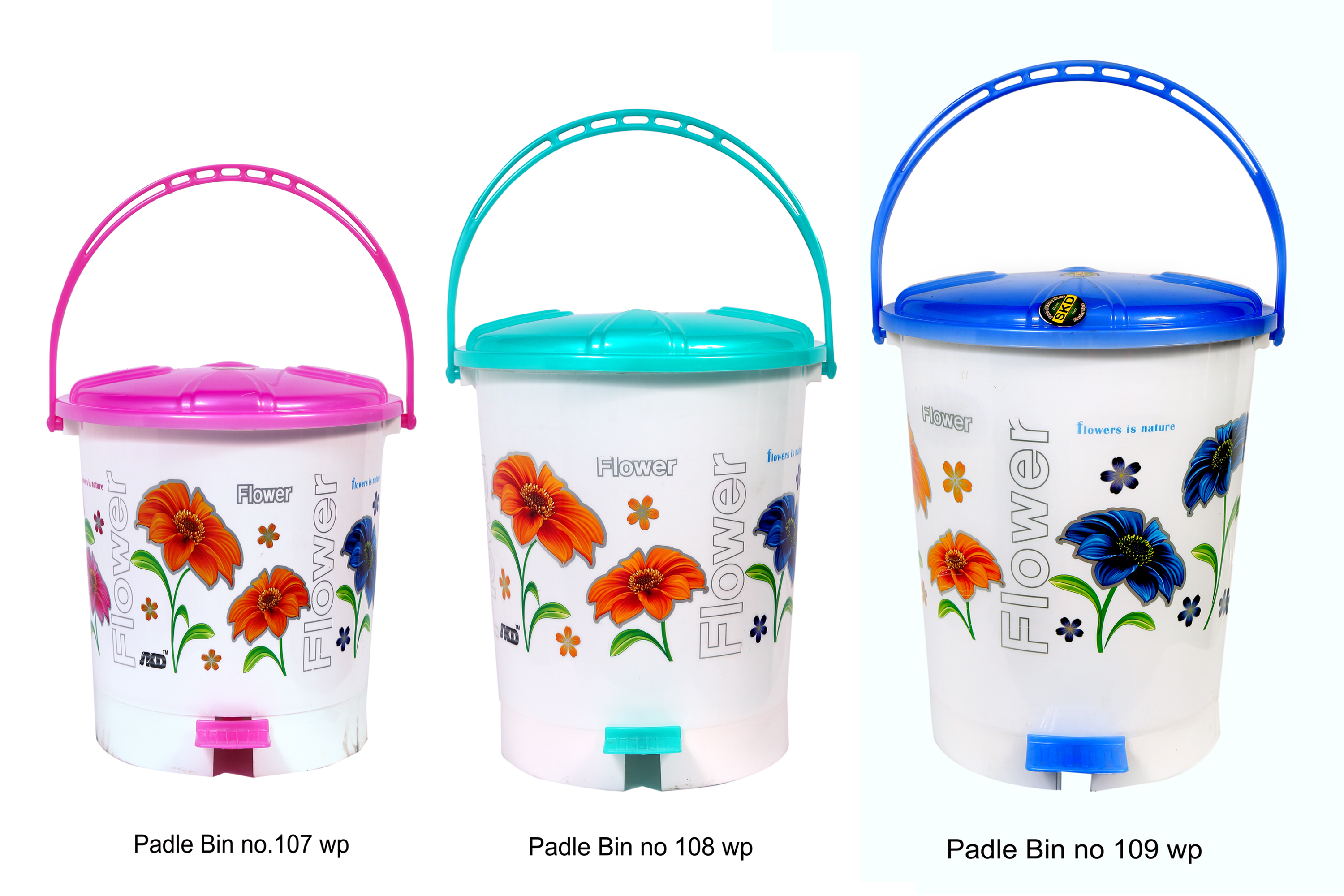 Plastic Pedal Dustbin - Pp & Hdpe Material, Household Sizes 107, 108 & 109, Available In Green, Blue, Yellow, Red & Black | Durable, Easy Maintenance, Multi-functional Design
