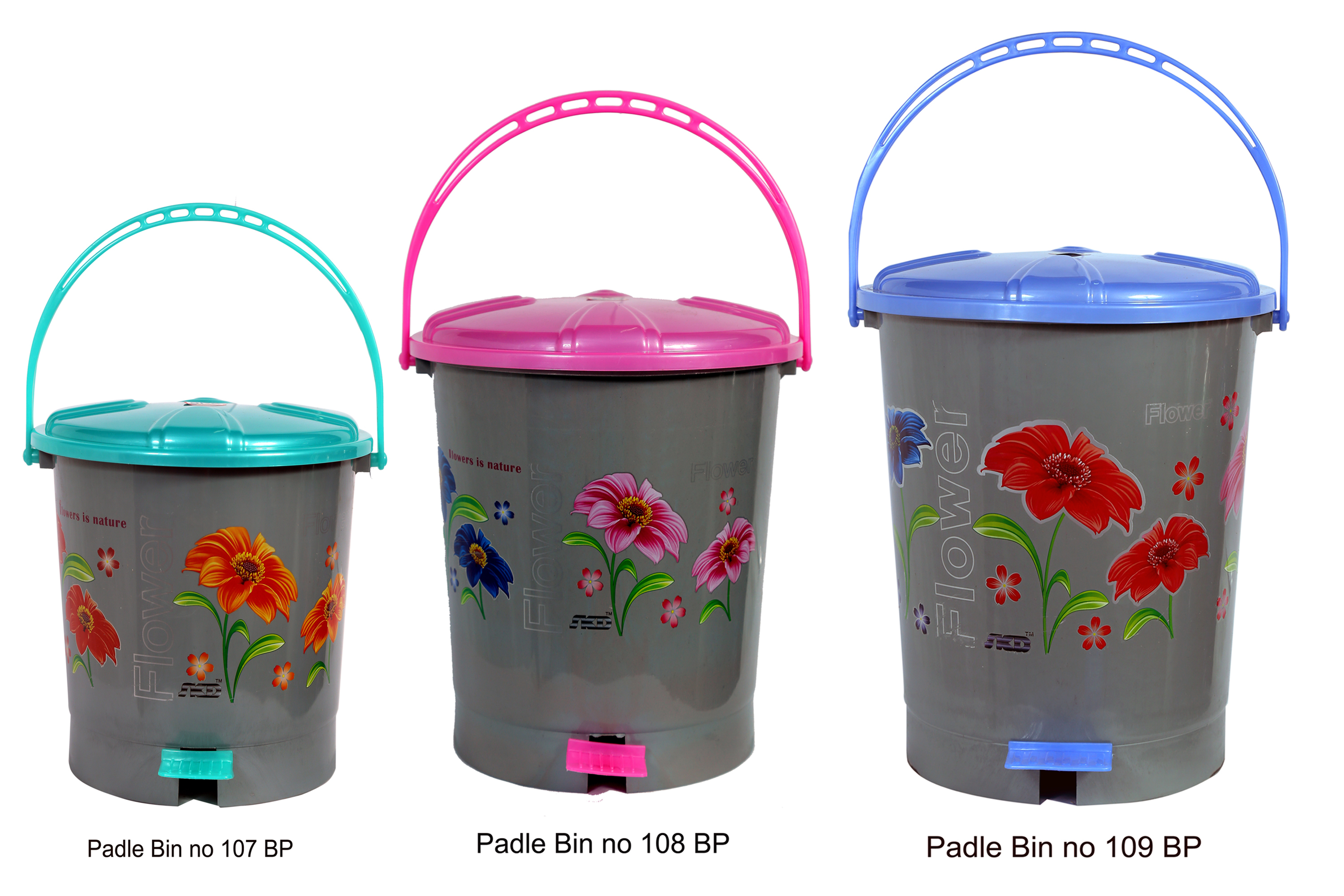 Plastic Pedal Dustbin - Pp & Hdpe Material, Household Sizes 107, 108 & 109, Available In Green, Blue, Yellow, Red & Black | Durable, Easy Maintenance, Multi-functional Design
