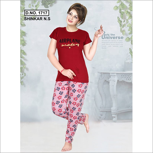 Multicolor Ladies Sinker Fancy Night Suit