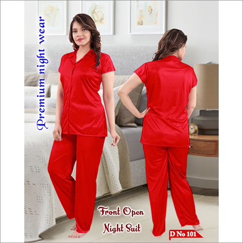 Ladies Red Satin Night Suit Size: Small