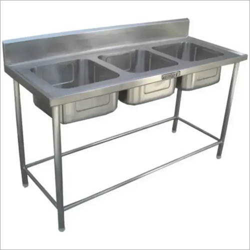 Three Sink Unit - Other Material, Different Size Available | Ideal for Hotel Kitchen Use