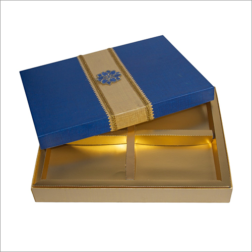Fancy Dried Fruit Box - Laminated Cardboard, Square Shape with Four Compartments | Glossy Finish for Elegant Gifting on Festivals