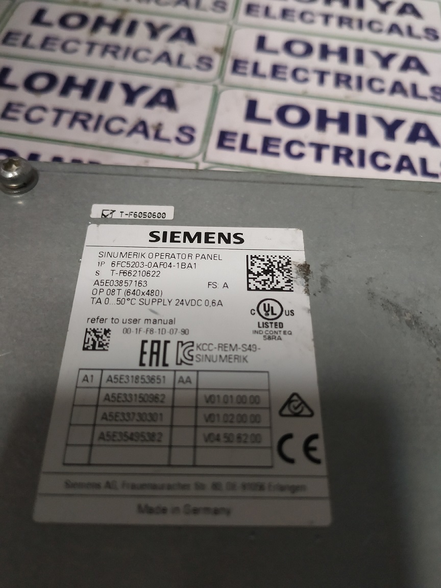 Siemens Sinumerik 6fc5203-0af04-1ba1 Operator Panel
