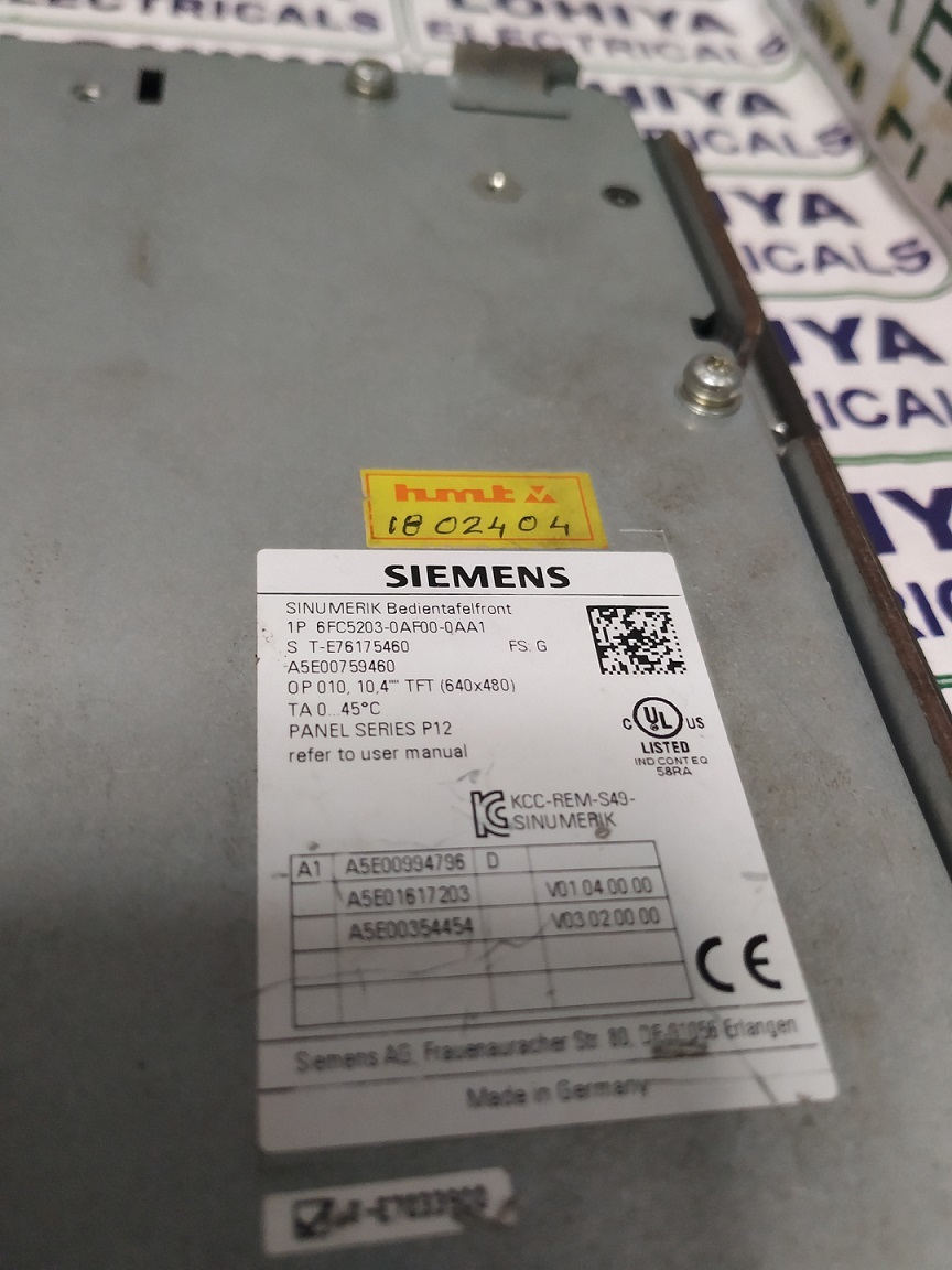 Siemens Sinumerik 6fc5203-0af00-0aa1 Operator Panel