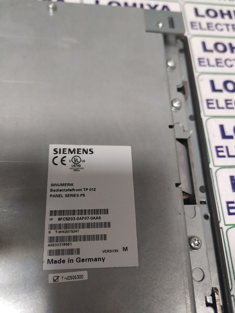 Siemens Sinumerik 6fc5203-0af07-0aa0 Operator Panel
