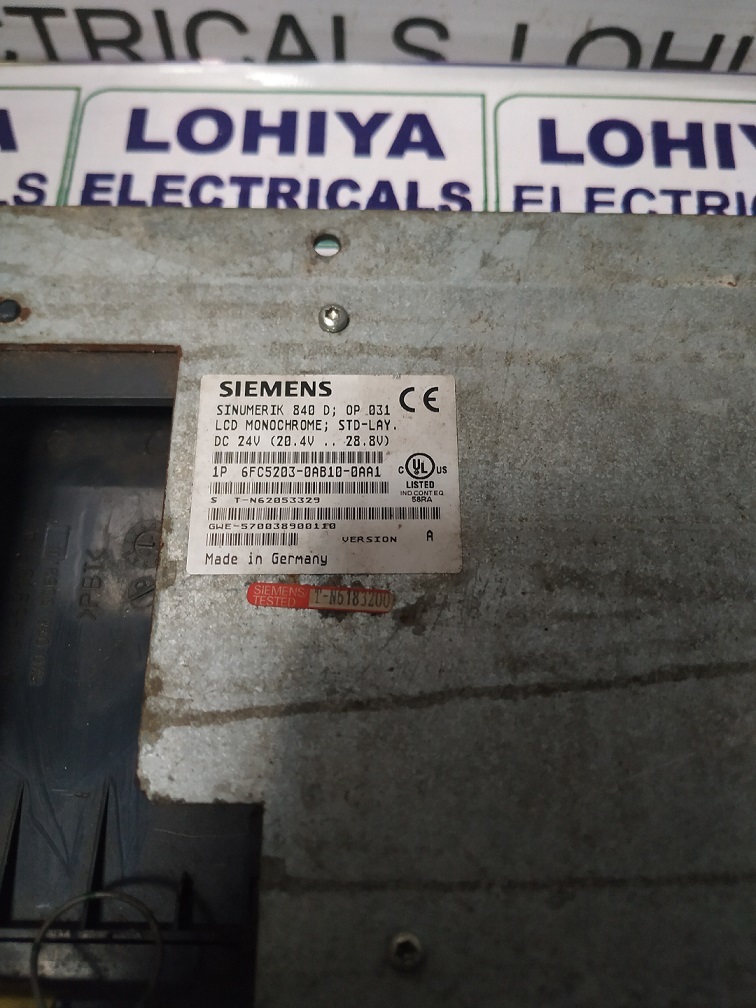 Siemens Sinumerik 6fc5203-0ab10-0aa1 Operator Panel