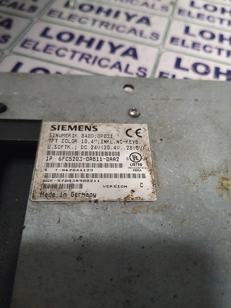 Siemens Sinumerik 6fc5203-0ab11-0aa2 Operator Panel