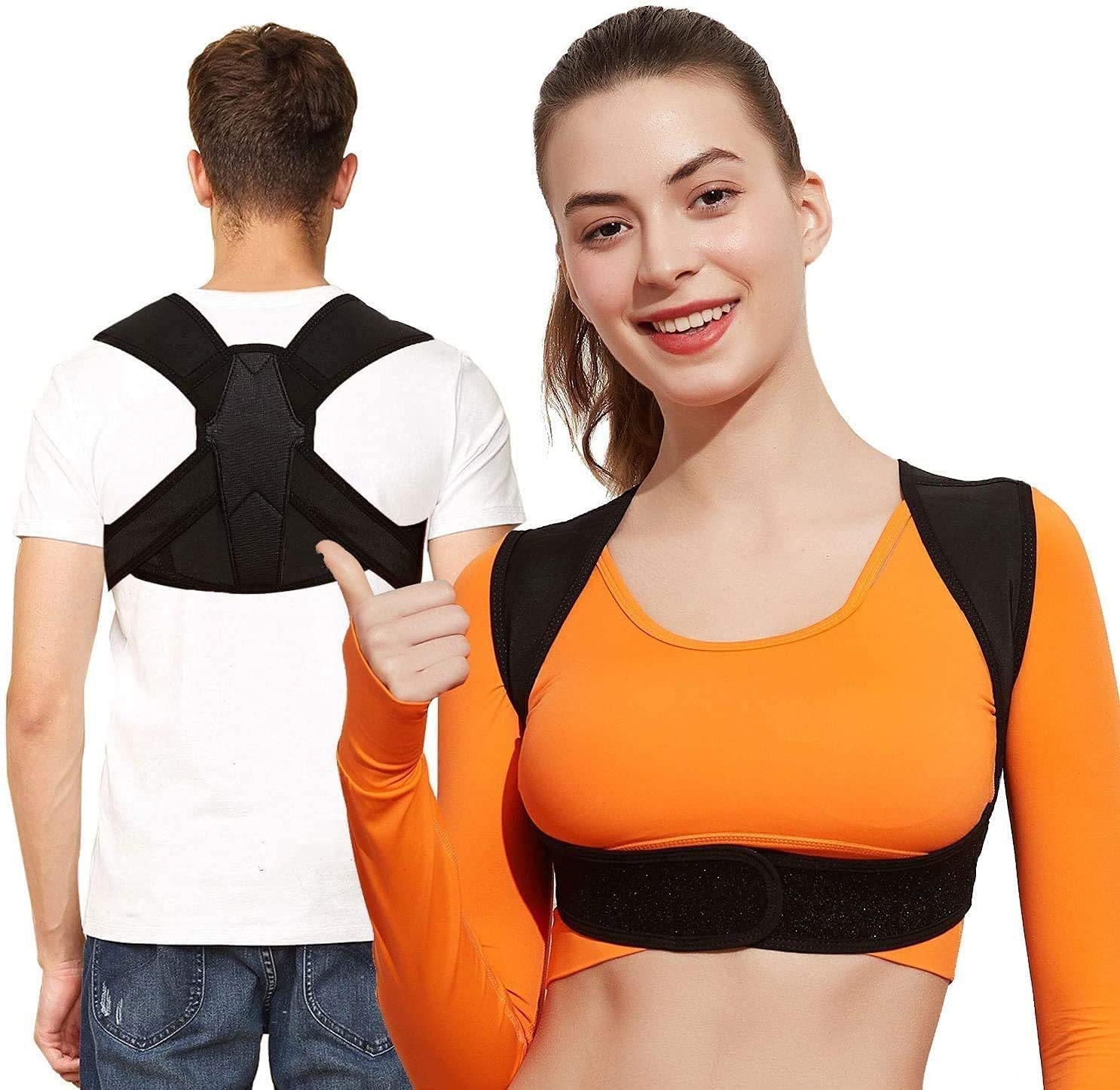 Posture Correction Back Brace - Neoprene, One Size, Black | Effective Support For Back Pain Relief, Ergonomic Design For Improved Confidence