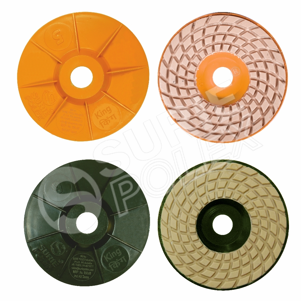 Diamond Polishing Pad - Resin Mounted, 0-6 Grits | Dry Polishing For Marble, Granite & Concrete, Vibration-free Edge Polishing