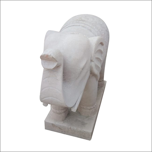 Sandstone Elephant Statues - White Sandstone, Carved Detailing , High Aesthetic Value and Seamless Surface Finish