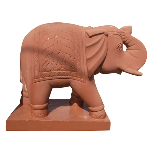 Red Sandstatue Painted Elephant Statue