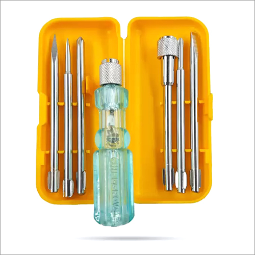 Hillgrove HGSCS6NSBM1 6 in 1 Multipurpose Repair Screw Driver Tool Kit with Extension Rod, Neon Bulb Combination Screwdriver Set