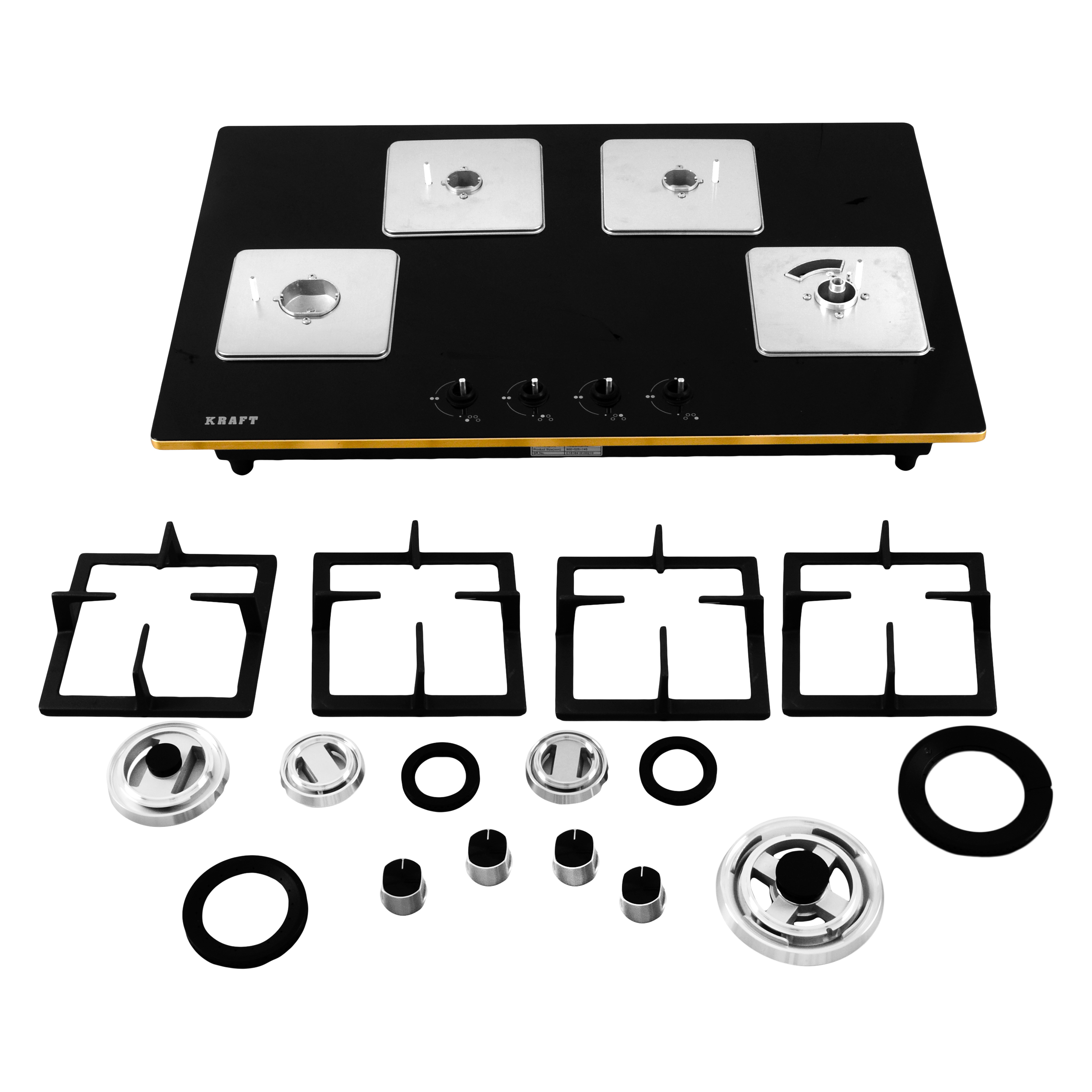Four Burner Gas Hob Dimension(l*w*h): 850*595*185 Millimeter (Mm)