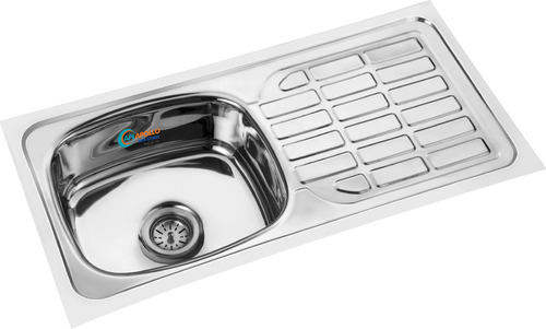Silver Apl Apollo Stainless Steel Single Bowl With Drain Board Sink