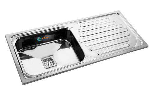 APL Apollo Single Bowl Stainless Steel Sink - Rectangular, Silver Finish | Elegant Design, Corrosion Resistant, Center Drainer