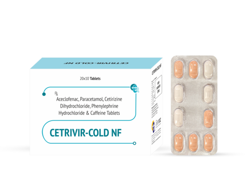 Aceclofenac Paracetamol Cetrizine Dihydrochloride Phenylephrine  Hydrochloride And Caffeine Tablet General Medicines