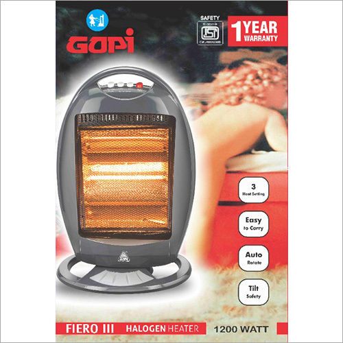 1200 W Halogen Heater Power Source: Electric