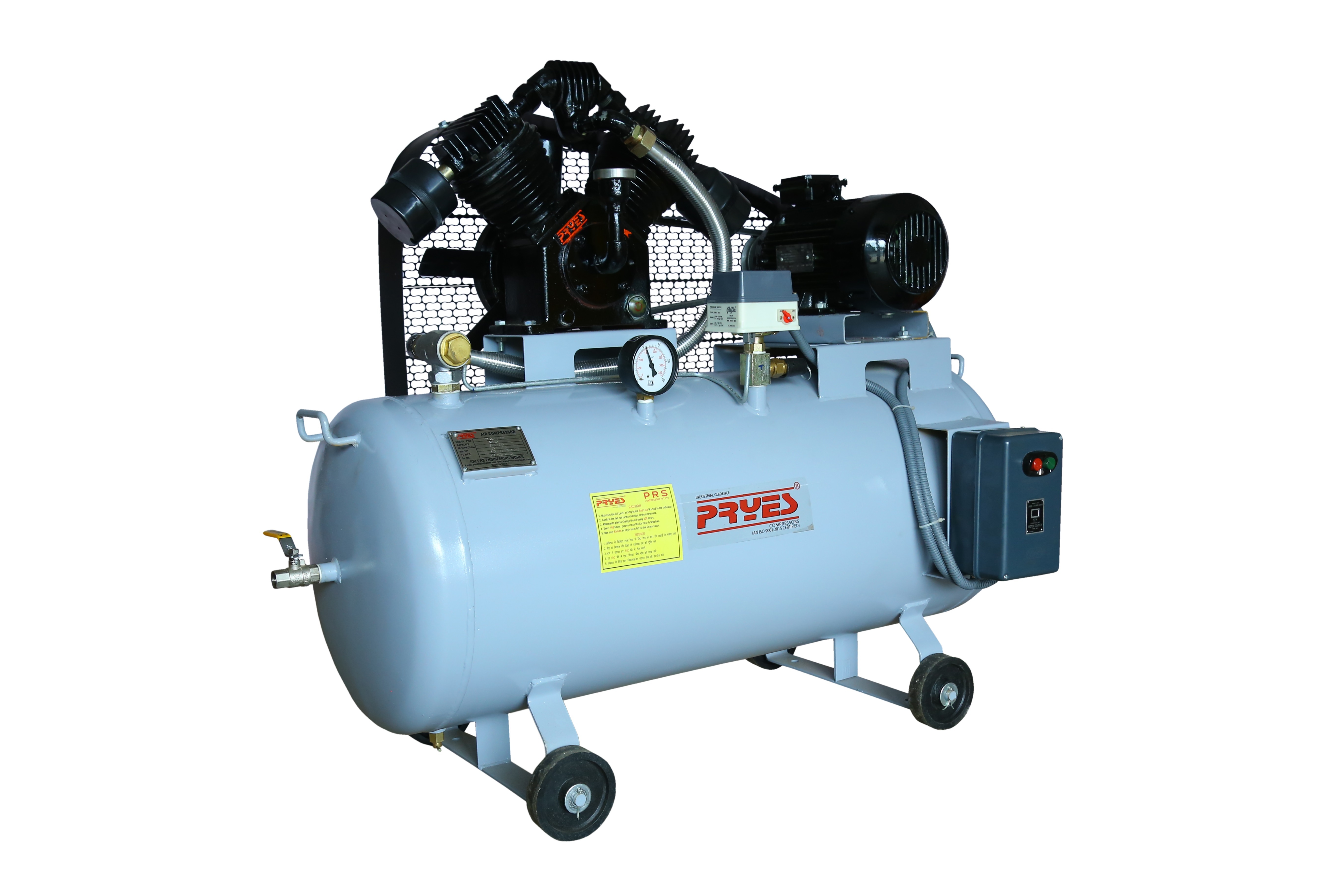 2hp Piston Air Compressor - 2hp, 160-200ltr Mild Steel Tank, 13 Cfm Flow Rate, 72 Db Noise Level, Lubricated Design, Belt Driven, 440 Volt Ac Power