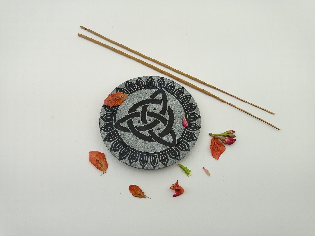 Soapstone Incense Stick Holder Ii Model No. 64 Ii Black Color Size: 4 X 4 X 1/2 Inch