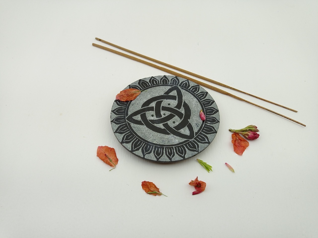 Soapstone Incense Stick Holder Ii Model No. 64 Ii Black Color Size: 4 X 4 X 1/2 Inch