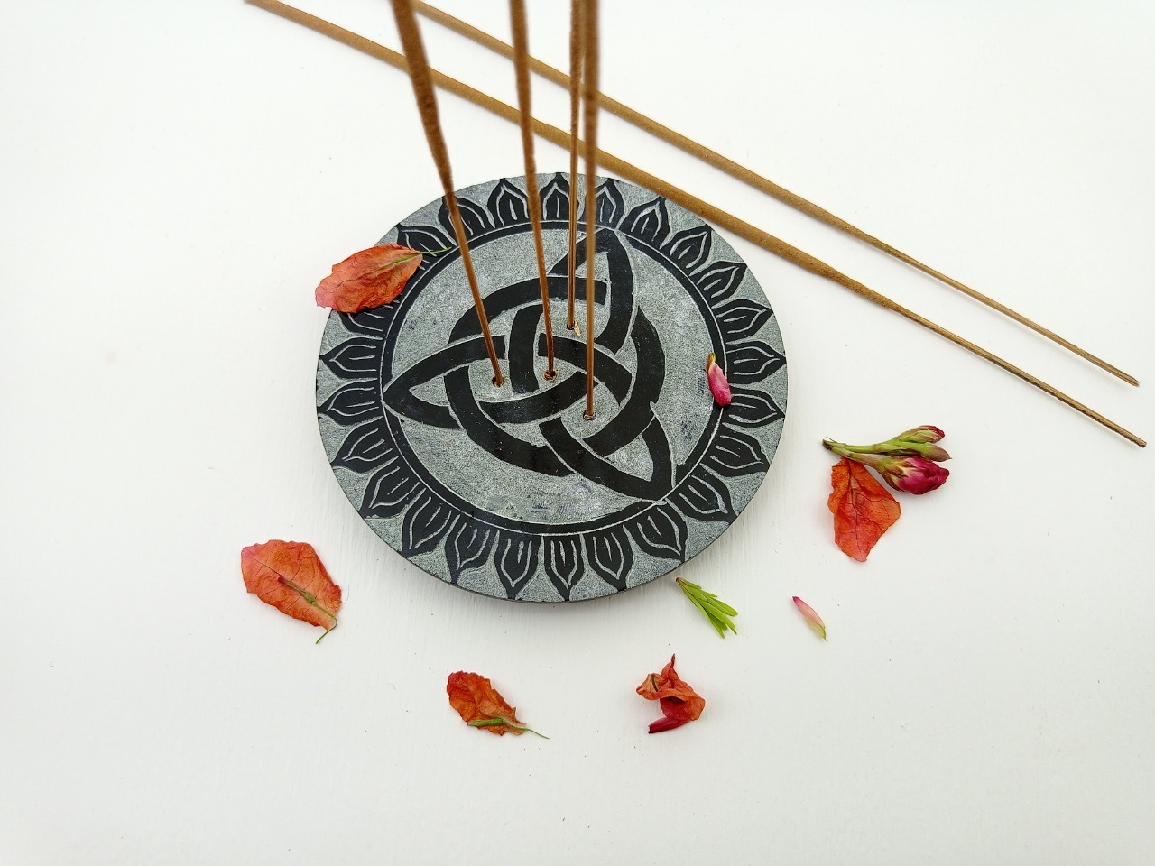 Soapstone Incense Stick Holder Ii Model No. 64 Ii Black Color Size: 4 X 4 X 1/2 Inch