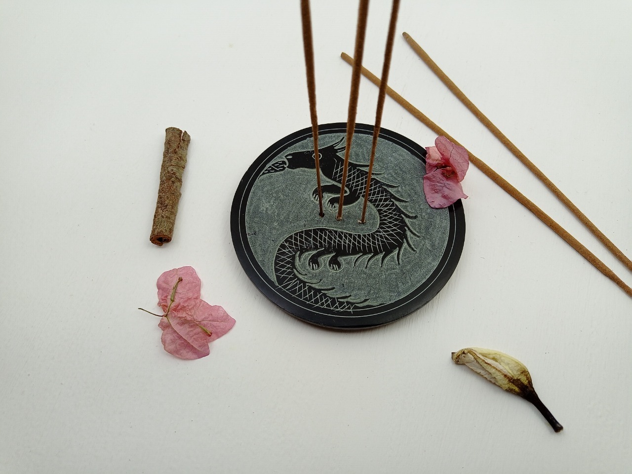 Soapstone Incense Stick Holder Ii Model No. 72 Ii Black Size: 4 X 4 X 1/2 Inch