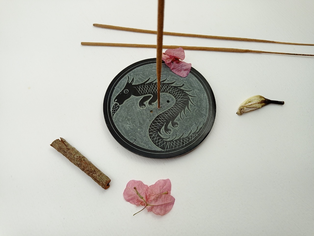 Soapstone Incense Stick Holder Ii Model No. 72 Ii Black Size: 4 X 4 X 1/2 Inch