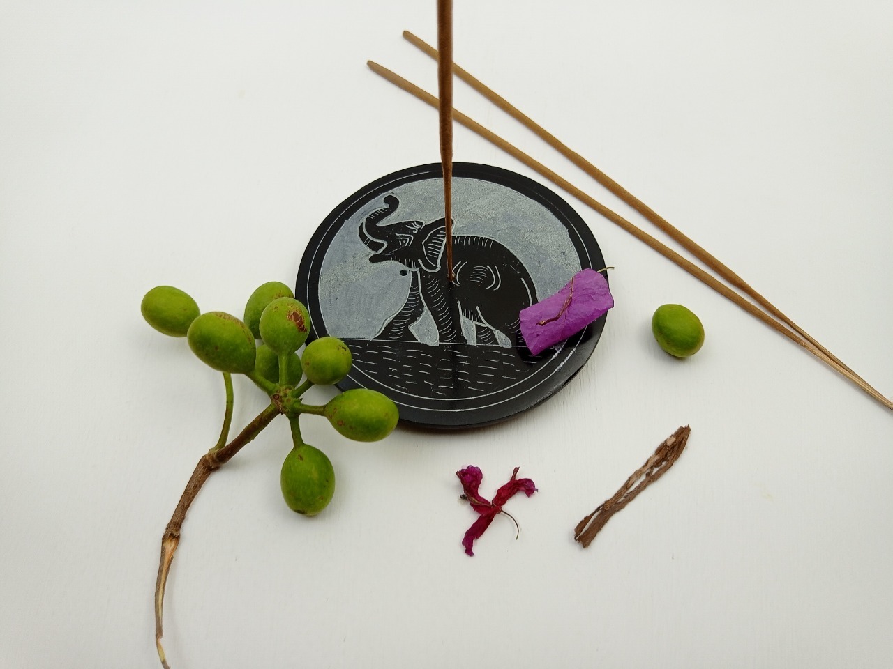 Soapstone Incense Stick Holder Ii Model No. 74 Ii Black Color Size: 4 X 4 X 1/2 Inch