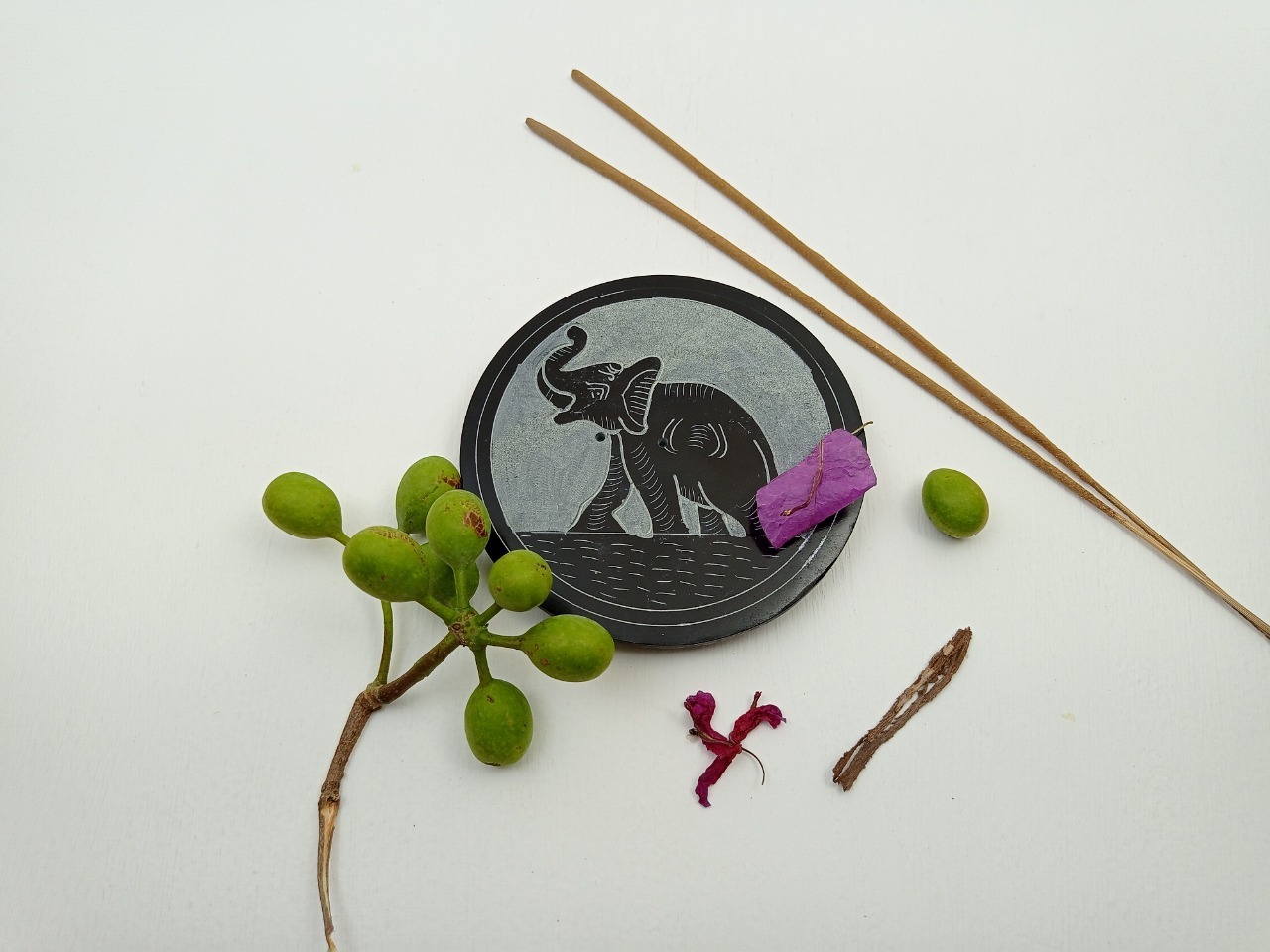 Soapstone Incense Stick Holder Ii Model No. 74 Ii Black Color Size: 4 X 4 X 1/2 Inch