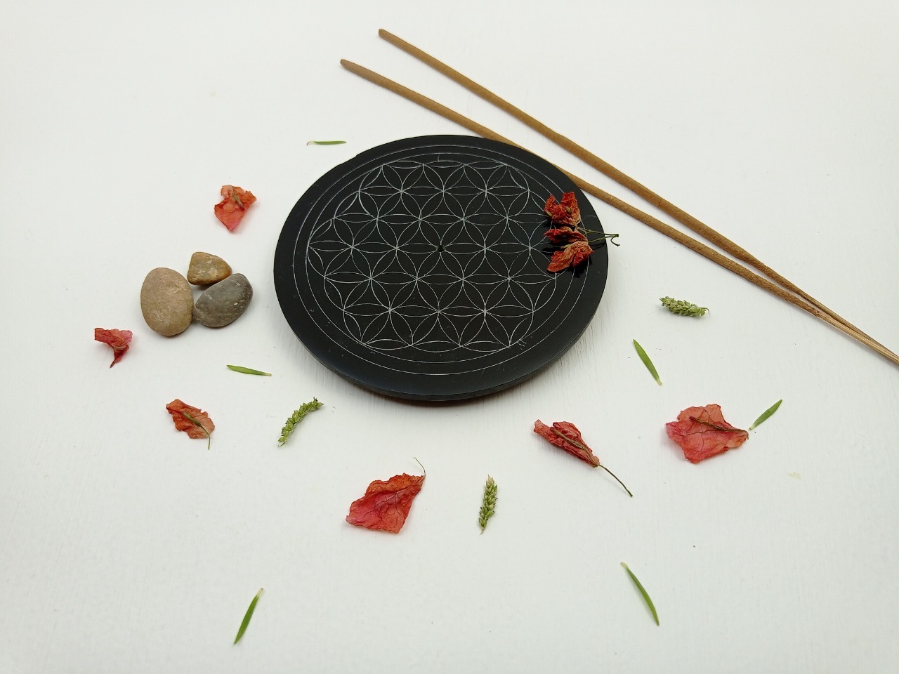 Soapstone Incense Stick Holder Ii Model No. 75 Ii Black Color Size: 4 X 4 X 1/2 Inch