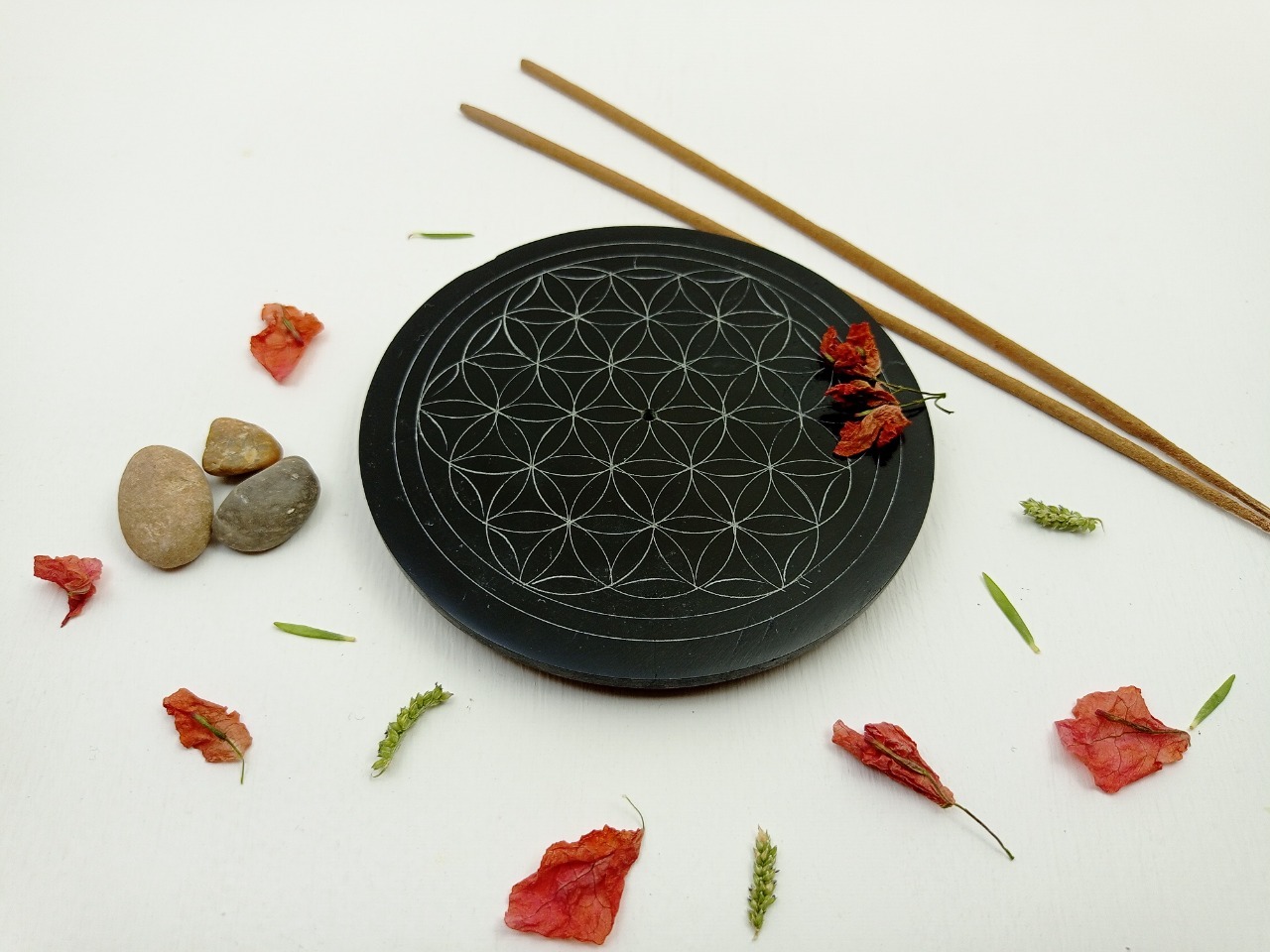 Soapstone Incense Stick Holder Ii Model No. 75 Ii Black Color Size: 4 X 4 X 1/2 Inch