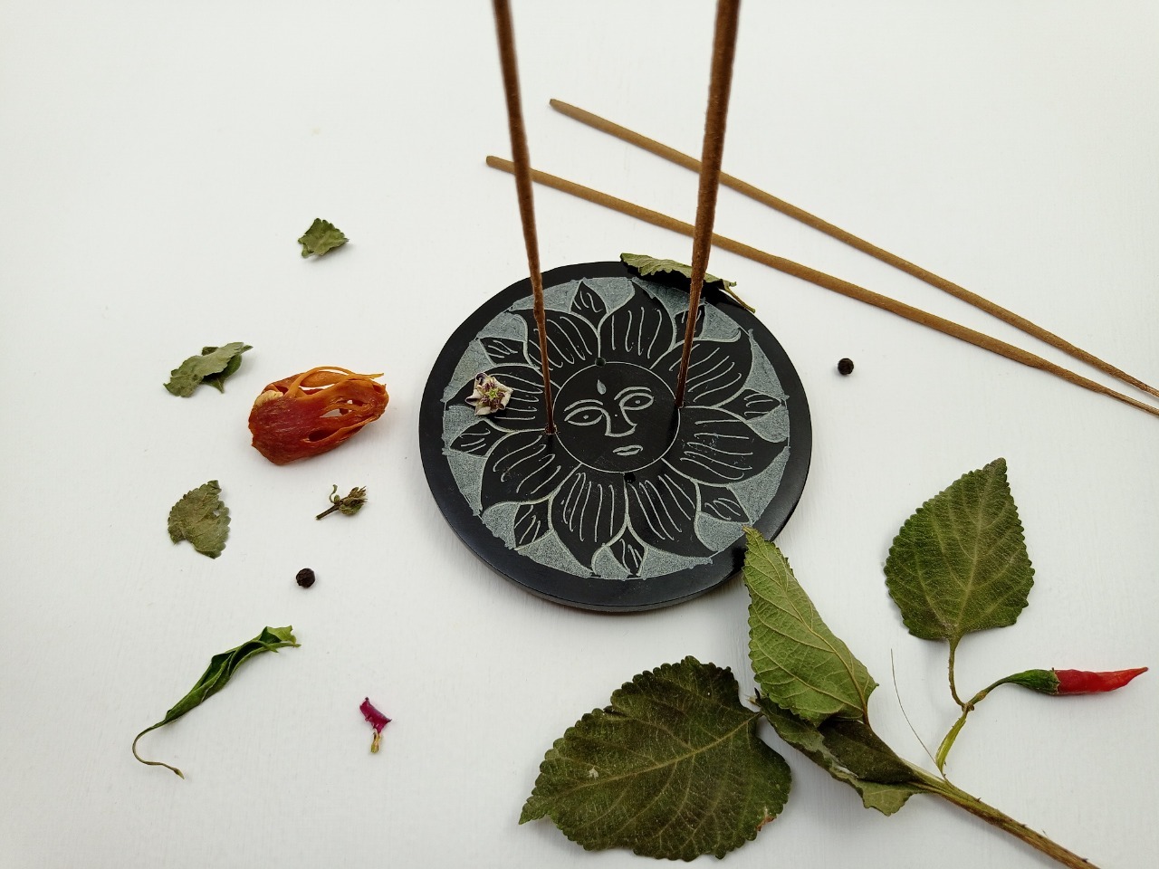 Soapstone Incense Stick Holder - Black Soapstone, 4 X 4 X 1/2 Inch, Pack Of 1 Or 2 | Customized Gift Option