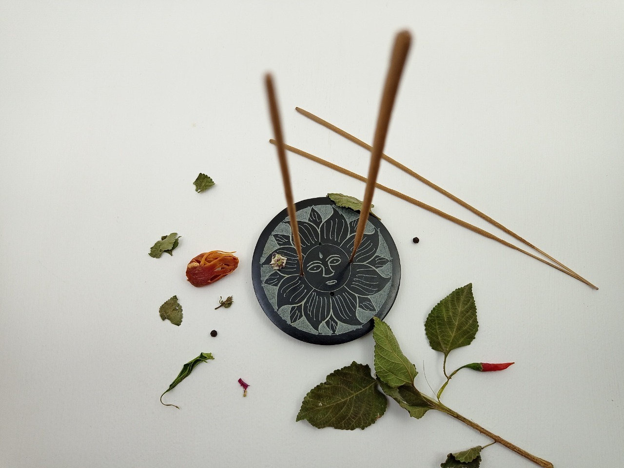 Soapstone Incense Stick Holder - Black Soapstone, 4 X 4 X 1/2 Inch, Pack Of 1 Or 2 | Customized Gift Option
