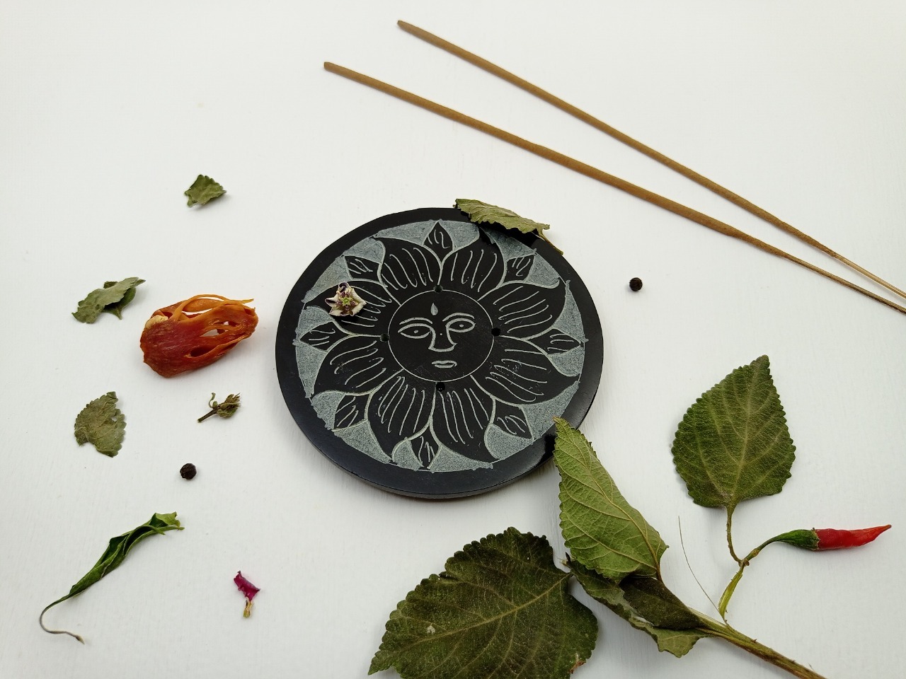 Soapstone Incense Stick Holder - Black Soapstone, 4 X 4 X 1/2 Inch, Pack Of 1 Or 2 | Customized Gift Option