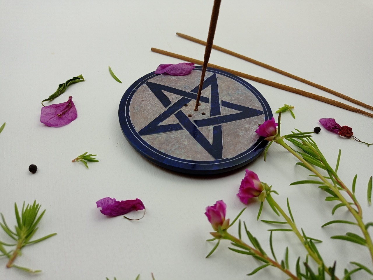 Soapstone Incense Stick Holder Ii Model No 80 Ii Blue Color Size: 4 X 4 X 1/2 Inch