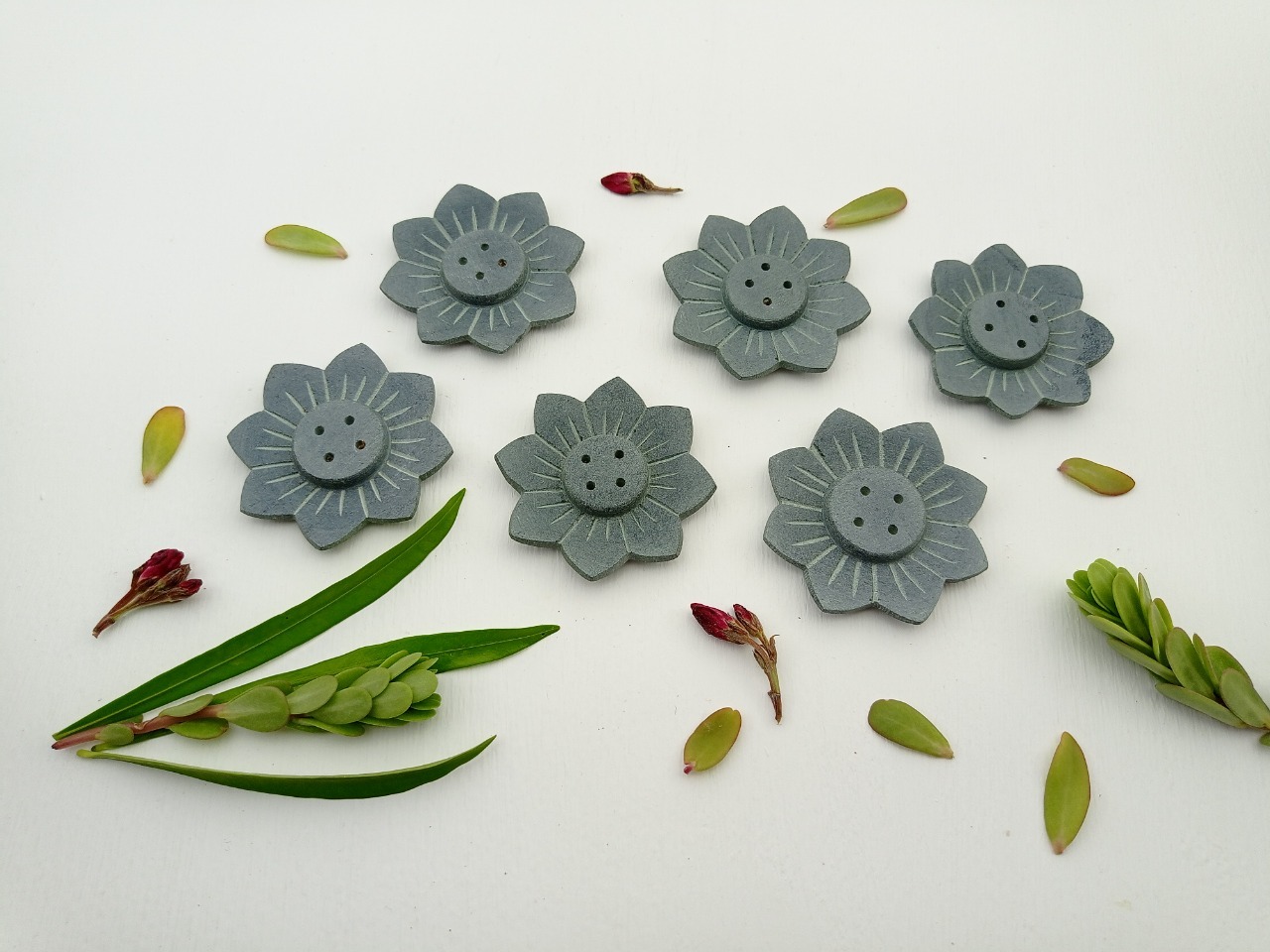 Soapstone Incense Stick Holder Ii Model No. 160 Ii Grey Color Size: 2 X 2 X 5/8 Inch