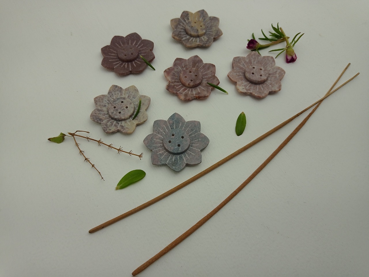 Soapstone Incense Stick Holder Ii Model No. 161 Ii Multi Color Size: 2 X 2 X 5/8 Inch