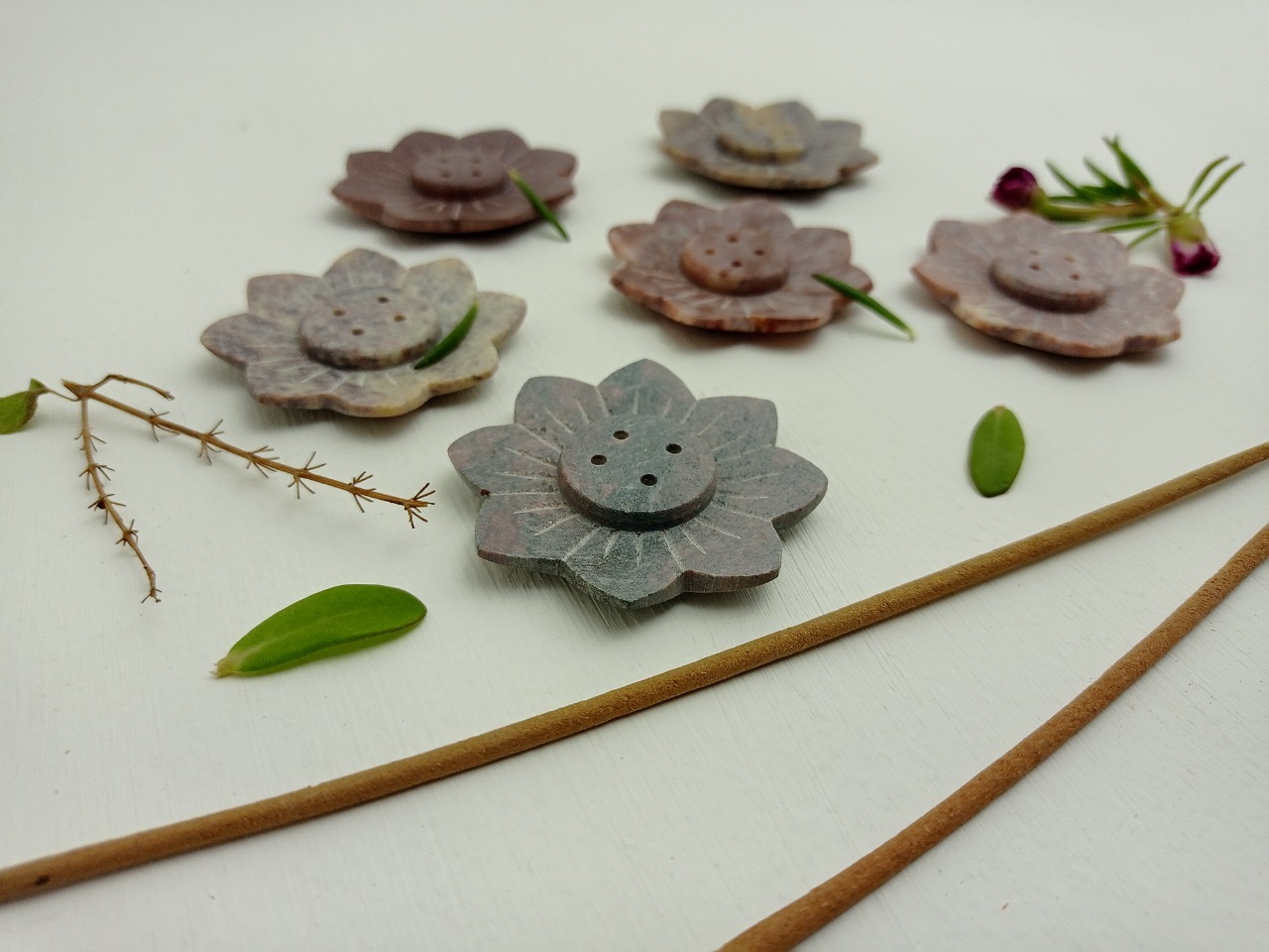 Soapstone Incense Stick Holder Ii Model No. 161 Ii Multi Color Size: 2 X 2 X 5/8 Inch