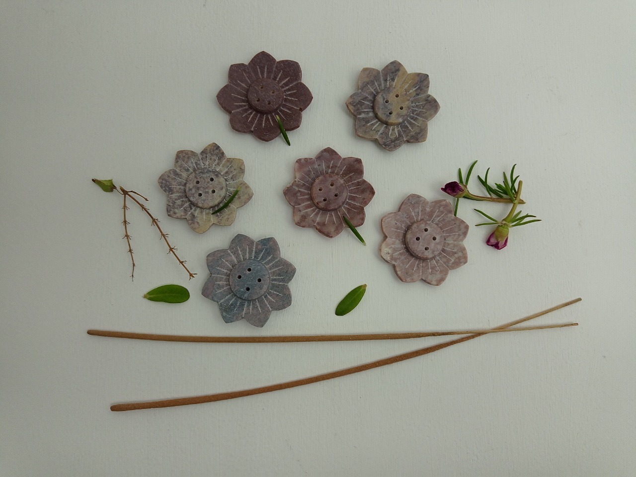 Soapstone Incense Stick Holder Ii Model No. 161 Ii Multi Color Size: 2 X 2 X 5/8 Inch