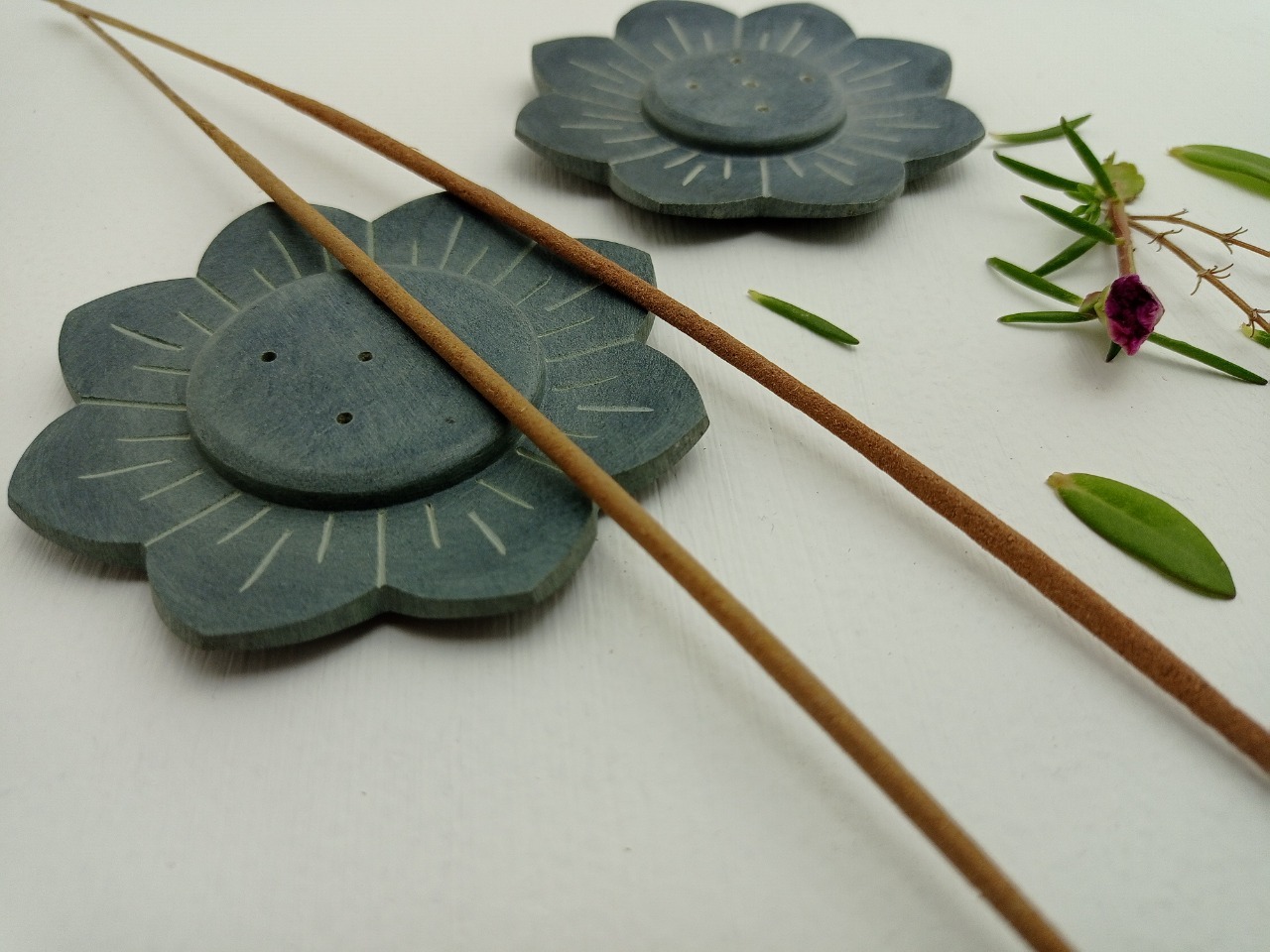 Soapstone Incense Stick Holder Ii Model No. 155 Ii Grey Color Size: 3.25 X 3.25 X 5/8 Inch