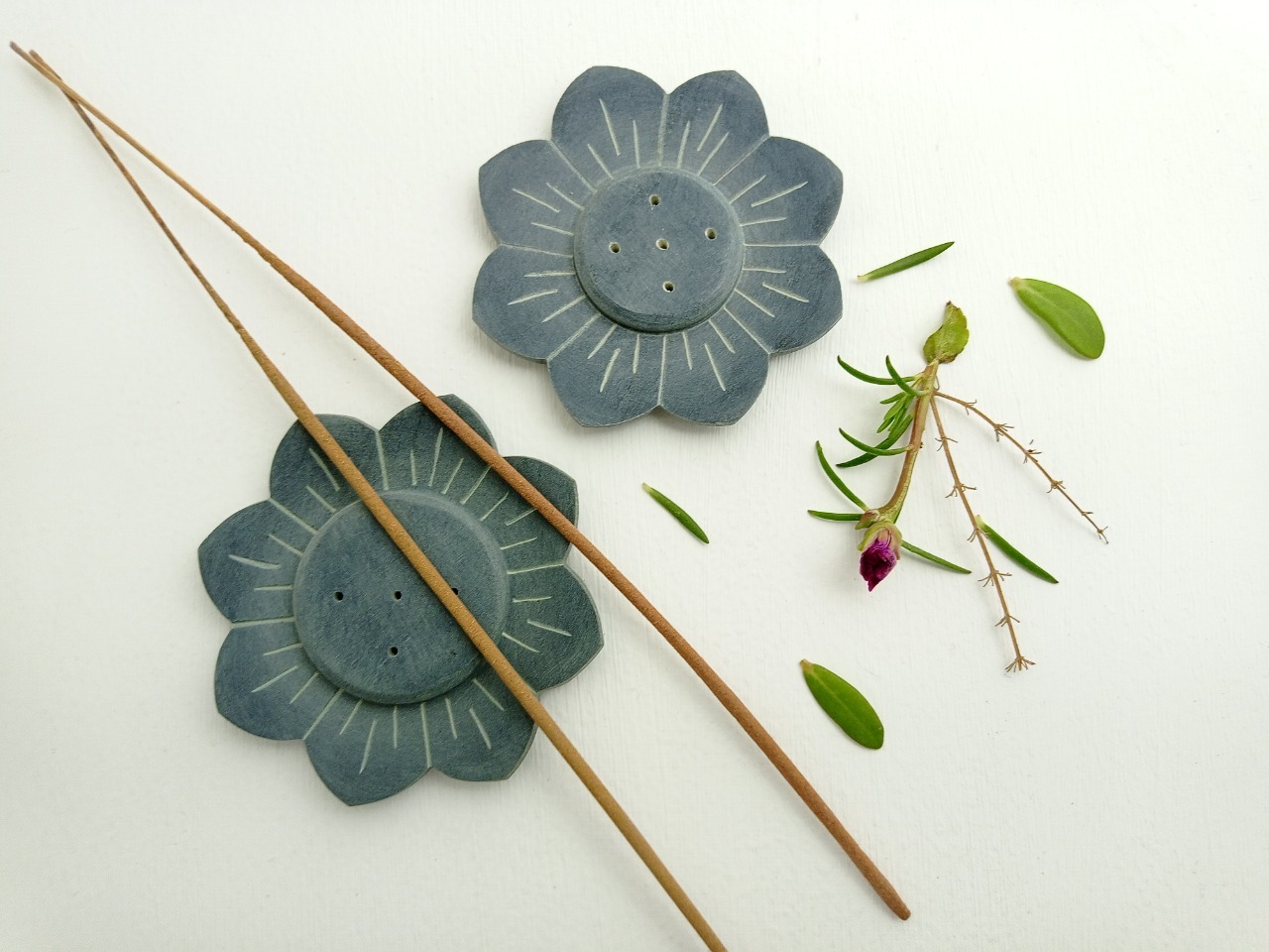 Soapstone Incense Stick Holder Ii Model No. 155 Ii Grey Color Size: 3.25 X 3.25 X 5/8 Inch