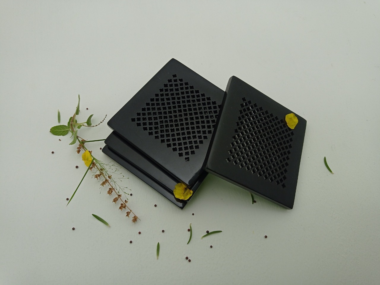 Black Soapstone Coaster Ii Model No. 52 Ii Grey Color