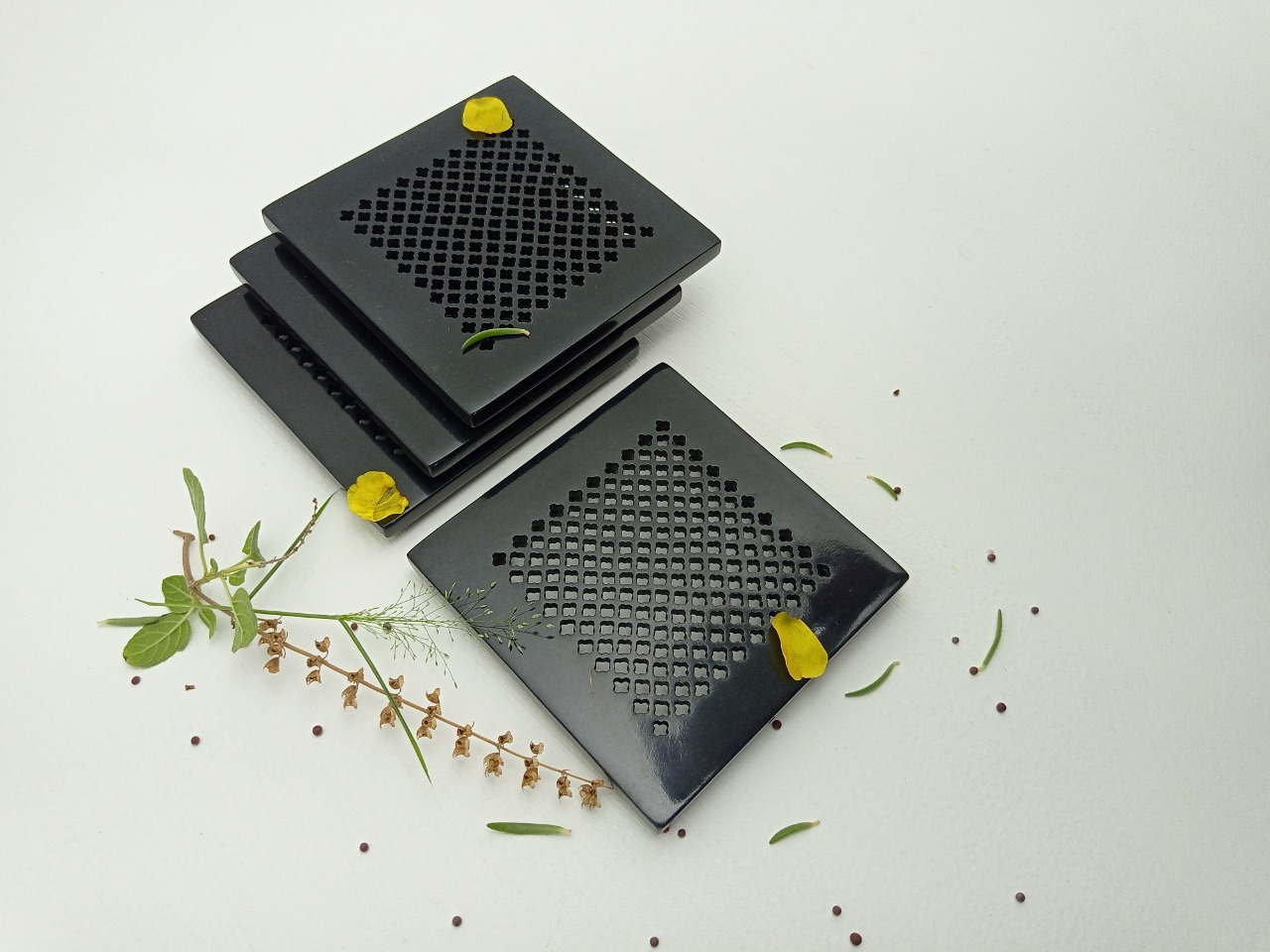 Black Soapstone Coaster Ii Model No. 52 Ii Grey Color