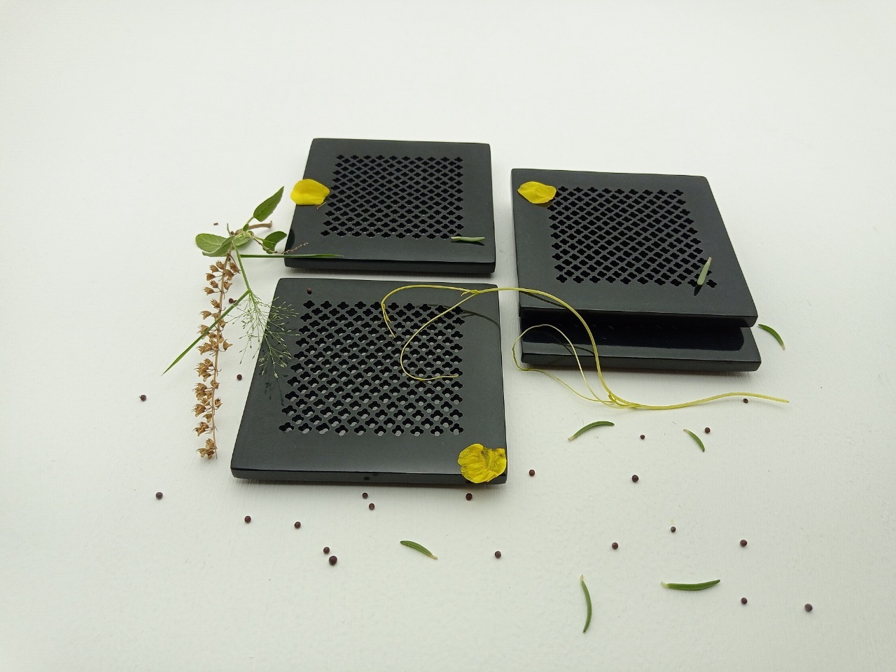 Black Soapstone Coaster Ii Model No. 52 Ii Grey Color