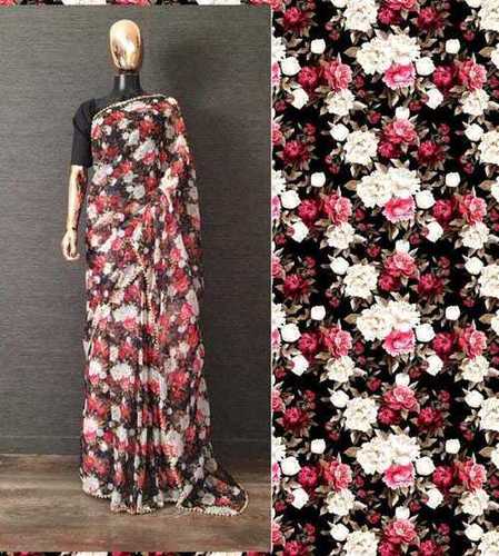 जॉर्जेट पर्ल लेस साड़ी