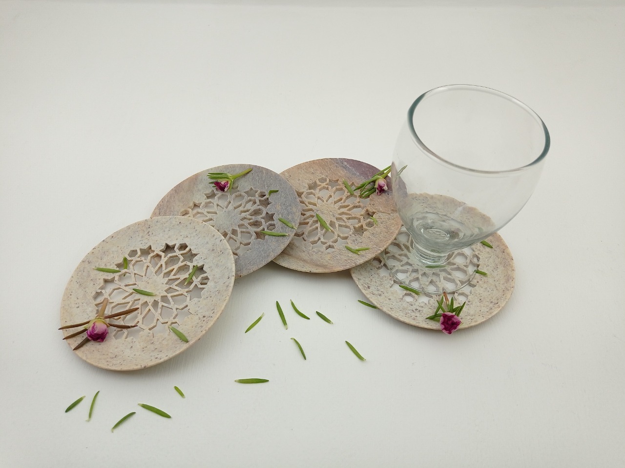 Brown & Cream Soapstone Coaster Ii Model No. 172 Ii Multi Color